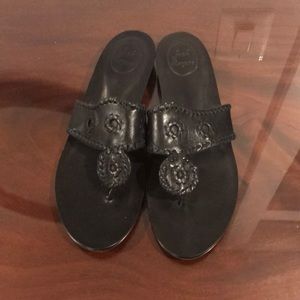 Jack Rogers Black Leather Chandler Sandals
